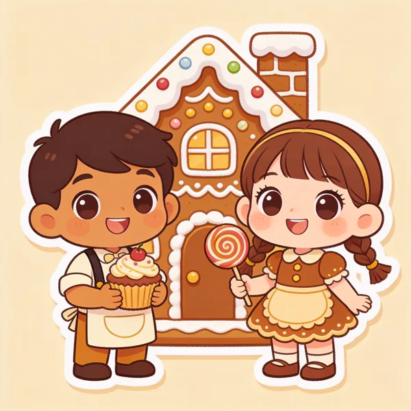 João e Maria, mascotes da casa de doces